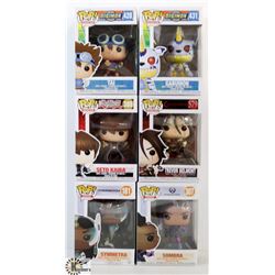 LOT OF 6 ASSORTED FUNKO POPS: ANIMATION & GAMES