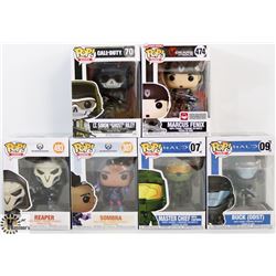 LOT OF 6 ASSORTED FUNKO POPS: HALO & GAMES