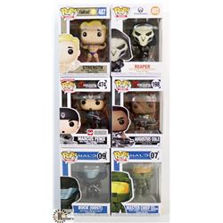 LOT OF 6 ASSORTED FUNKO POPS: GAMES VARIETY PACK.