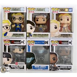LOT OF 6 ASSORTED FUNKO POPS: FALLOUT & GAMES