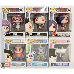 LOT OF 6 ASSORTED FUNKO POPS: ANIMATION VARIETY