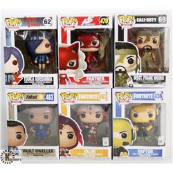 LOT OF 6 ASSORTED FUNKO POPS: GAMES &