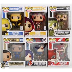 LOT OF 6 ASSORTED FUNKO POPS: GAMES &