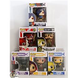 LOT OF 6 ASSORTED FUNKO POPS: GAMES & ANIMATION