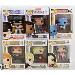 LOT OF 6 ASSORTED FUNKO POPS:ANIMATION VARIETY