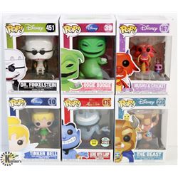 LOT OF 6 ASSORTED FUNKO POPS: DISNEY  VARIETY