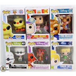LOT OF 6 ASSORTED FUNKO POPS: DISNEY VARIETY PACK.
