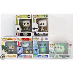 LOT OF 6 ASSORTED FUNKO POPS: MIXED VARIETY