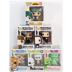LOT OF 6 ASSORTED FUNKO POPS: MIXED VARIETY