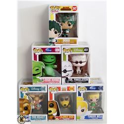 LOT OF 6 ASSORTED FUNKO POPS: DISNEY & ANIMATION