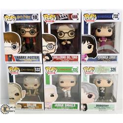LOT OF 6 ASSORTED FUNKO POPS: TV  & MOVIES VARIETY