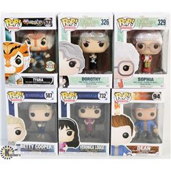 LOT OF 6 ASSORTED FUNKO POPS: TV  VARIETY PACK.