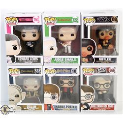 LOT OF 6 ASSORTED FUNKO POPS: MOVIES VARIETY PACK.