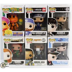 LOT OF 6 ASSORTED FUNKO POPS: MIXED VARIETY PACK.
