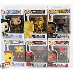 LOT OF 6 ASSORTED FUNKO POPS: MARVEL VARIETY PACK.