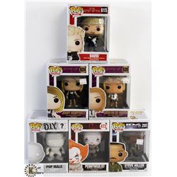 LOT OF 6 ASSORTED FUNKO POPS: MIXED VARIETY PACK.