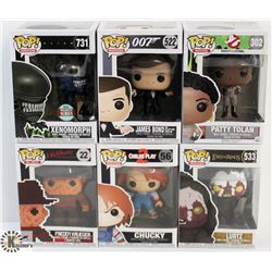 LOT OF 6 ASSORTED FUNKO POPS: MOVIES VARIETY PACK.