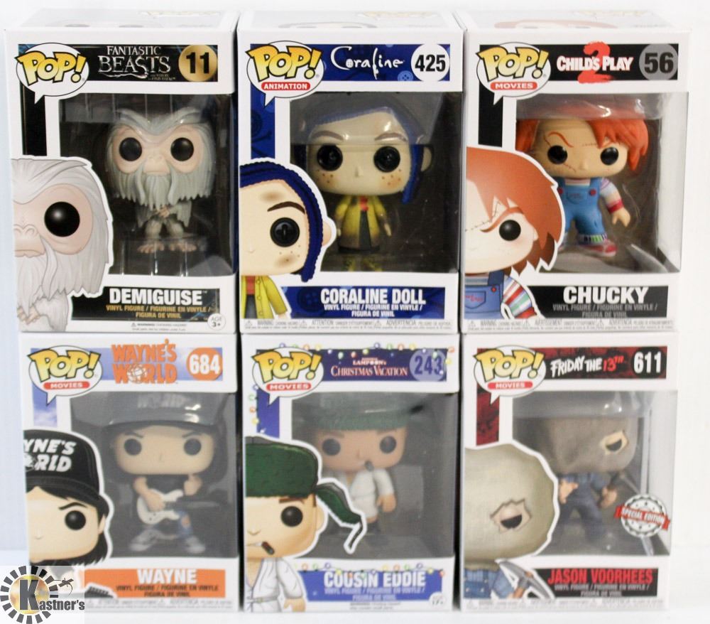 LOT OF 6 ASSORTED FUNKO POPS MOVIES & ANIMATION