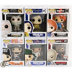 LOT OF 6 ASSORTED FUNKO POPS: MOVIES & ANIMATION