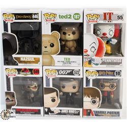 LOT OF 6 ASSORTED FUNKO POPS: MOVIES VARIETY PACK.