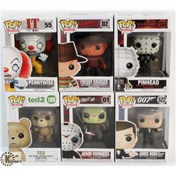 LOT OF 6 ASSORTED FUNKO POPS: MOVIES VARIETY PACK.