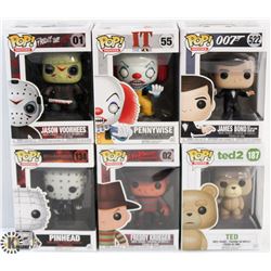LOT OF 6 ASSORTED FUNKO POPS: MOVIES VARIETY PACK.