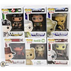 LOT OF 6 ASSORTED FUNKO POPS: MOVIES VARIETY PACK.