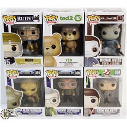 LOT OF 6 ASSORTED FUNKO POPS: MOVIES VARIETY PACK.