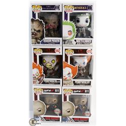 LOT OF 6 ASSORTED FUNKO POPS: MOVIES VARIETY PACK.