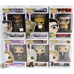 LOT OF 6 ASSORTED FUNKO POPS: MOVIES VARIETY PACK.