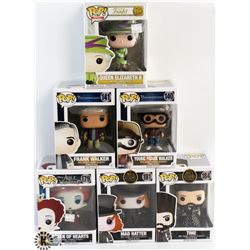 LOT OF 6 ASSORTED FUNKO POPS: MIXED VARIETY PACK.