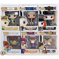 LOT OF 6 ASSORTED FUNKO POPS: MIXED VARIETY PACK.