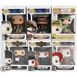 LOT OF 6 ASSORTED FUNKO POPS: MIXED VARIETY PACK.