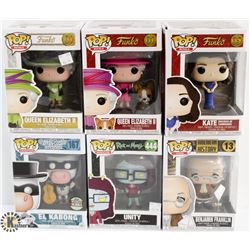 LOT OF 6 ASSORTED FUNKO POPS: MIXED VARIETY PACK.