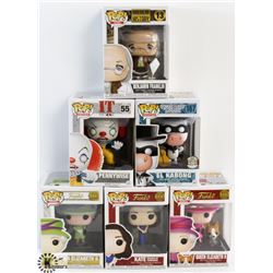 LOT OF 6 ASSORTED FUNKO POPS: MIXED VARIETY PACK.