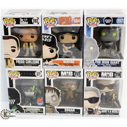 LOT OF 6 ASSORTED FUNKO POPS:MOVIES VARIETY PACK.