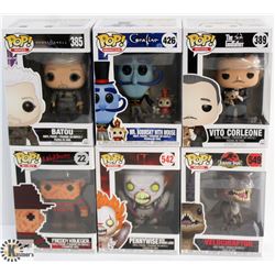 LOT OF 6 ASSORTED FUNKO POPS: MOVIES & ANIMATION