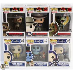 LOT OF 6 ASSORTED FUNKO POPS: MOVIES & ANIMATION