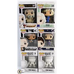 LOT OF 6 ASSORTED FUNKO POPS: MIXED VARIETY PACK.