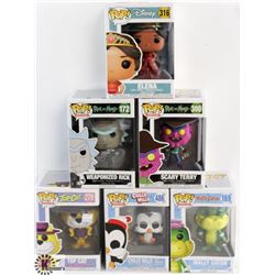 LOT OF 6 ASSORTED FUNKO POPS: ANIMATION & DISNEY
