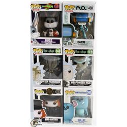 LOT OF 6 ASSORTED FUNKO POPS: MIXED VARIETY PACK.