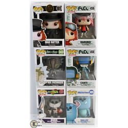 LOT OF 6 ASSORTED FUNKO POPS: MIXED VARIETY PACK.