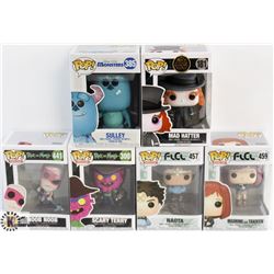 LOT OF 6 ASSORTED FUNKO POPS: MIXED VARIETY PACK.