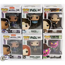 LOT OF 6 ASSORTED FUNKO POPS: ANIMATION VARIETY
