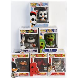 LOT OF 6 ASSORTED FUNKO POPS: MIXED VARIETY PACK.