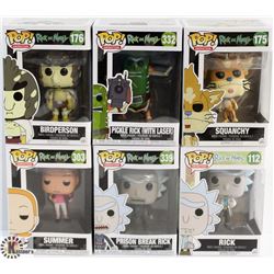 LOT OF 6 ASSORTED FUNKO POPS: RICK & MORTY MIXED