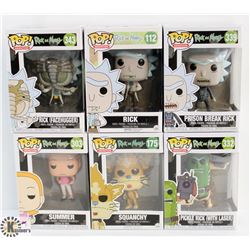 LOT OF 6 ASSORTED FUNKO POPS: RICK & MORTY MIXED