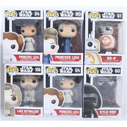 LOT OF 6 STAR WARS FUNKO POPS.