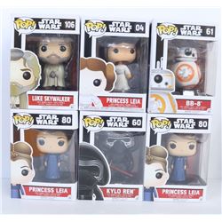 LOT OF 6 STAR WARS FUNKO POPS.