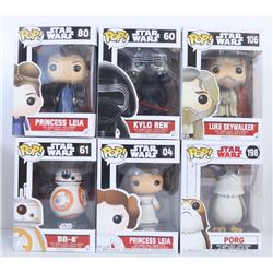 LOT OF 6 STAR WARS FUNKO POPS.